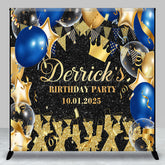 Lofaris Custom Black Gold Blue Balloon Birthday Backdrop